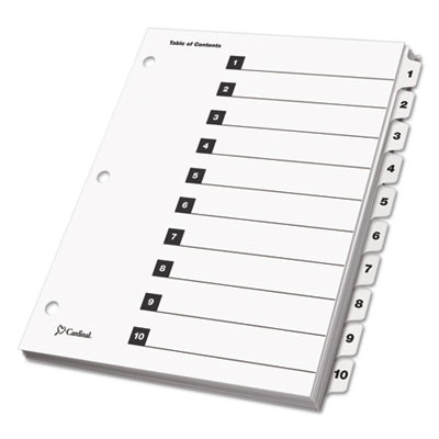 Onestep Printable Table Of Contents And Dividers, 10-Tab, 1 To 10, 11 x 8.5, White, White Tabs, 1 Set