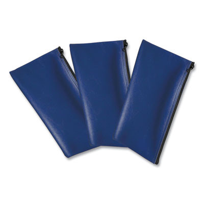 Multipurpose Zipper Deposit Bags, Polyester, 11.3" x 6.3", Blue, 3/Pack