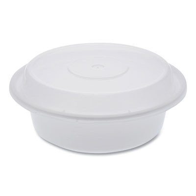 Newspring Versatainer Microwavable Containers, Round, 16 Oz, 6 x 6 x 1.5, White/Clear, Plastic, 150/Carton