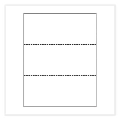 Perforated Paper, 3.66" And 7.33" From Bottom, 92 Bright, 24 Lb Bond Weight, 8.5 x 11, White, 500/Ream, 5 Reams/Carton