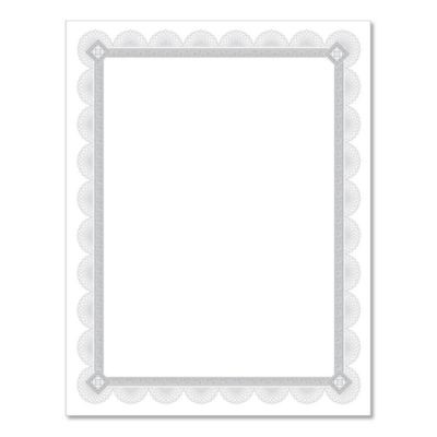 Premium Certificates, 8.5 X 11, White/Silver With Spiro Silver Foil Border,15/Pack