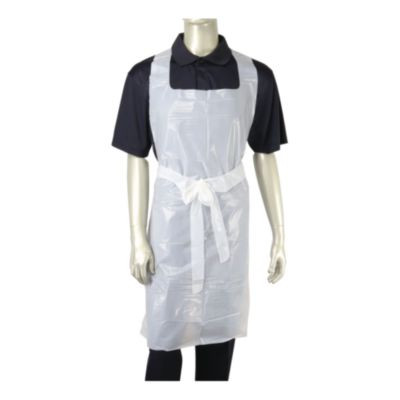 Disposable Food Service Apron, 28 x 46, Polyethylene, One Size Fits Most, White, 100/Box