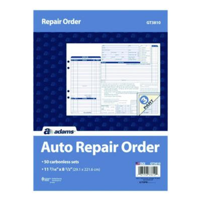 Multipart Auto Repair Work Order Forms With Checklist For Routine Jobs, Three-Part Carbonless, 10.94 x 8.5, 50 Forms Total