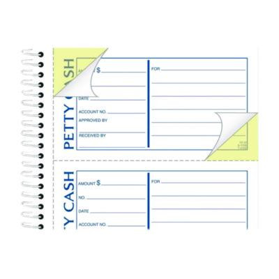 Petty Cash Receipt Book, Two-Part Carbonless, 5 x 2.75, 4 Forms/Sheet, 200 Forms Total