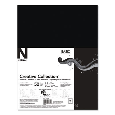 Creative Collection Premium Cardstock, 65 Lb Cover Weight, 8.5 x 11, Black, 50/Pack