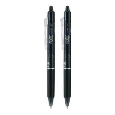 Frixion Ball Clicker Erasable Gel Pen, Retractable, Fine 0.7 Mm, Black Ink, Black Barrel, 2/Pack