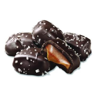 Small Batch Wonders Snack Size Dark Chocolate Sea Salt Caramels, 0.5 Oz Individually Wrapped, 48/Box