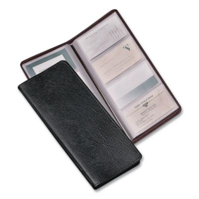 Business Card File, Holds 96 Cards, 4.3 x 0.4 x 10.4, Vinyl, Black