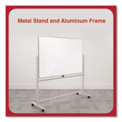Magnetic Steel Mobile Dry Erase Board, 60 x 40, White Surface, Silver Aluminum Frame