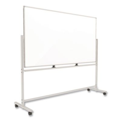Magnetic Steel Mobile Dry Erase Board, 72 x 40, White Surface, Silver Aluminum Frame