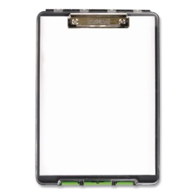Clearview Clipcase Storage Clipboard, 0.35" Clip Capacity, Holds 8.87 x 12.25 Sheets, Gray/Green