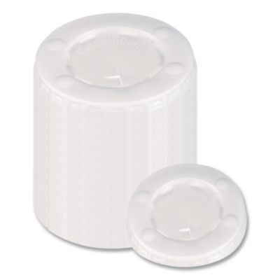 Straw-Slot Cold Cup Lids, Identification Buttons, Fits 10 Oz Cold Cups, Plastic, Translucent, 2,000/Carton