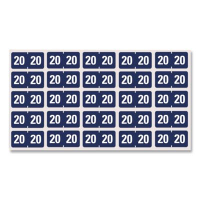 Yearly End Tab File Folder Labels, 20, 0.75 X 1.5, Dark Blue, 500/Roll