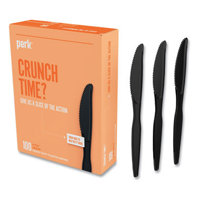 Heavyweight Plastic Cutlery, Knife, Black, 100/Pack
