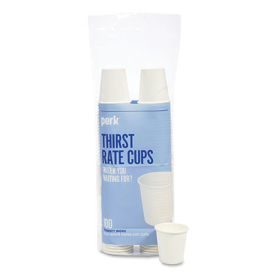 White Paper Hot Cups, 3 Oz, 100/Pack