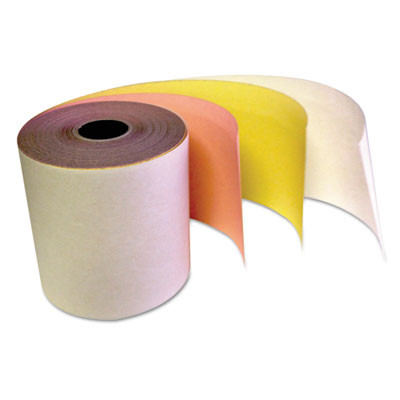 Carbonless Receipt Rolls, 3" X 67 Ft, White/Canary/Pink, 5/Pack