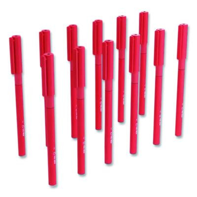 Gripped Ballpoint Pen, Stick, Medium 1 Mm, Red Ink, Red Barrel, Dozen
