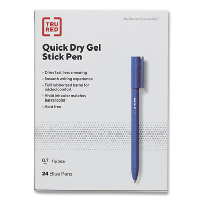 Quick Dry Gel Pen, Retractable, Fine 0.5 Mm, Blue Ink, Blue Barrel, Dozen