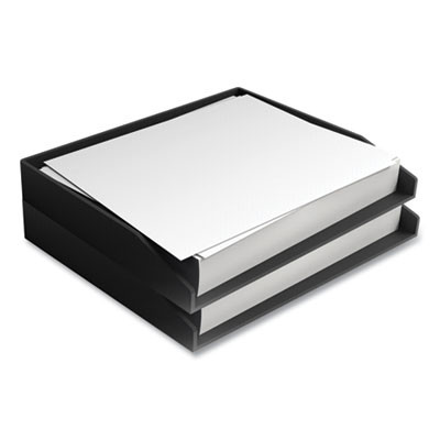 Side-Load Stackable Plastic Document Tray, 1 Section, Letter-Size, 12.24 X 9.8 X 1.75, Black, 2/Pack