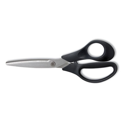 Stainless Steel Scissors, 8" Long, 3.58" Cut Length, Straight Assorted Color Handles, 2/Pack