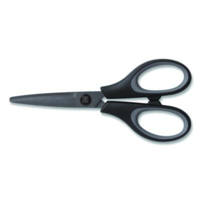 Non-Stick Titanium-Coated Scissors, 5" Long, 2.36" Cut Length, Straight Black/Gray Handle, Gun-Metal Gray Blades