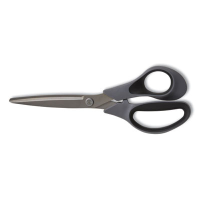 Non-Stick Titanium-Coated Scissors, 8" Long, 3.86" Cut Length, Straight Gray/Black Handle, Gun-Metal Gray Blades, 2/Pack