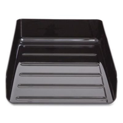Front-Load Stackable Plastic Document Tray, 1 Section, Letter-Size, 9.81 X 12.56 X 3.01, Black, 2/Pack