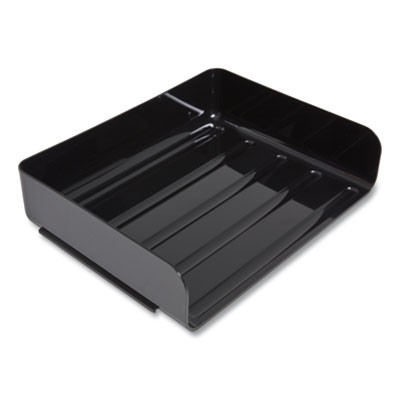 Side-Load Stackable Plastic Document Tray, 1 Section, Letter-Size, 12.63 X 9.72 X 3.01, Black, 6/Pack