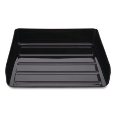 Side-Load Stackable Plastic Document Tray, 1 Section, Legal-Size, 15.06 X 9.72 X 3.01, Black, 2/Pack