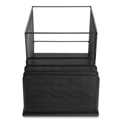 Wire Mesh Combination Organizer, Incline Sorter/Hanging File, 4 Sections, Letter-Size, 11.81 X 20.28 X 11.81, Matte Black