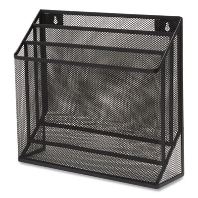 Wire Mesh Incline Sorter, Enclosed Design, 3 Sections, Letter-Size, 13.78 X 16.61 X 12.4, Matte Black