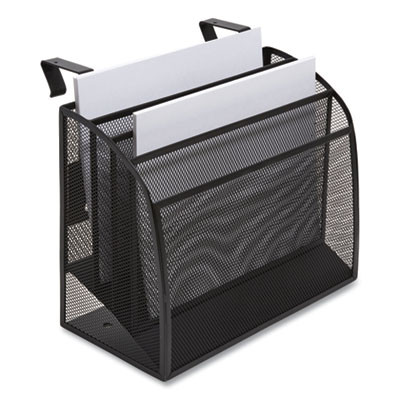Wire Mesh Incline Sorter, Enclosed Design, 4 Sections, Letter-Size, 12.99 X 6.49 X 10.15, Matte Black