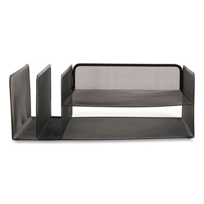 Wire Mesh Combination Organizer, Vertical/Horizontal, 4 Sections, Letter-Size, 11.2 X 17.4 X 6.54, Matte Black