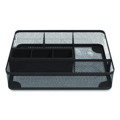 Mesh Drawer Organizer, Seven Compartment, 9.76 X 7.48 X 2.68, Black