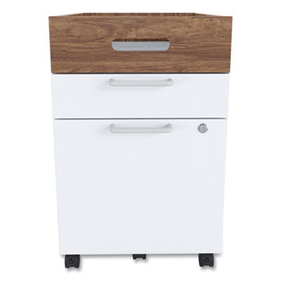 Essentials Mobile Pedestal File, Left Or Right, 2-Drawers: Box/File, Legal/Letter, White/Espresso, 15.5" X 21.2" X 24.2"