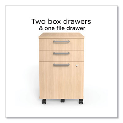 Essentials Three-Drawer Mobile Pedestal File, 2 Box/1 Legal/Letter-Size File Drawers, Natural, 15.6" x 21.3" x 24.3"