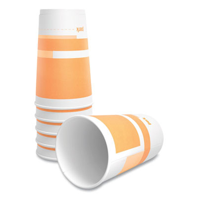 Insulated Paper Hot Cups, 16 Oz, White/Orange, 30/Pack