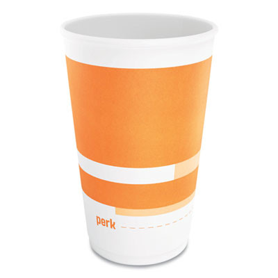 Insulated Paper Hot Cups, 16 Oz, White/Orange, 30/Pack