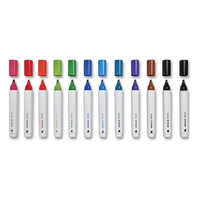 Dry Erase Marker, Tank-Style, Medium Chisel Tip, Assorted Colors, 12/Pack