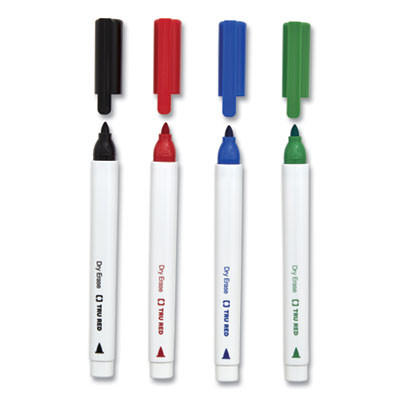 Dry Erase Marker, Pen-Style, Fine Bullet Tip, Assorted Colors, 12/Pack