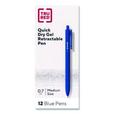 Quick Dry Gel Pen, Retractable, Medium 0.7 Mm, Blue Ink, Blue Barrel, Dozen