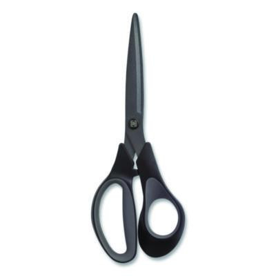Non-Stick Titanium-Coated Scissors, 8" Long, 3.86" Cut Length, Straight Black/Gray Handle, Charcoal Black Blades, 2/Pack