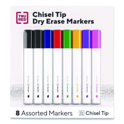 Dry Erase Marker, Tank-Style, Medium Chisel Tip, Seven Assorted Colors, 8/Pack