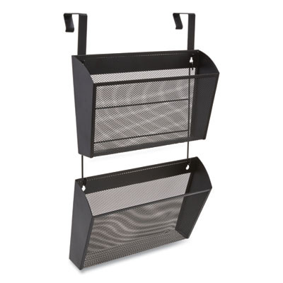 Wire Mesh Wall File, 2 Sections, Letter Size, 14.37" x 3.34", Black