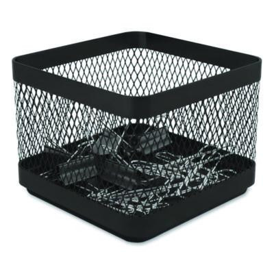 Small Stackable Wire Mesh Accessory Holder, 3.46 X 3.46 X 2.75, Black