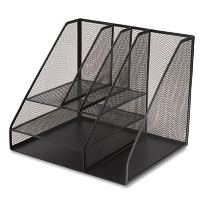 Wire Mesh Combination Organizer, Vertical/Horizontal, 8 Sections, Letter-Size, 12 X 12 X 13.97, Matte Black
