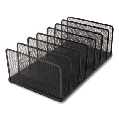 Wire Mesh Vertical Document Sorter, 7 Sections, Letter-Size, 8.54 X 15.43 X 8.77, Matte Black