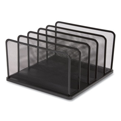 Wire Mesh Vertical Document Sorter, 5 Sections, Letter-Size, 11.57 X 12.83 X 6.69, Matte Black