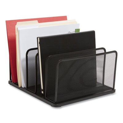Wire Mesh Vertical Document Sorter, 5 Sections, Letter-Size, 11.57 X 12.83 X 6.69, Matte Black