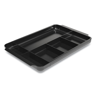 Seven-Compartment Expandable Plastic Drawer Organizer, 12.8 X 8.5 X 1.34, Black